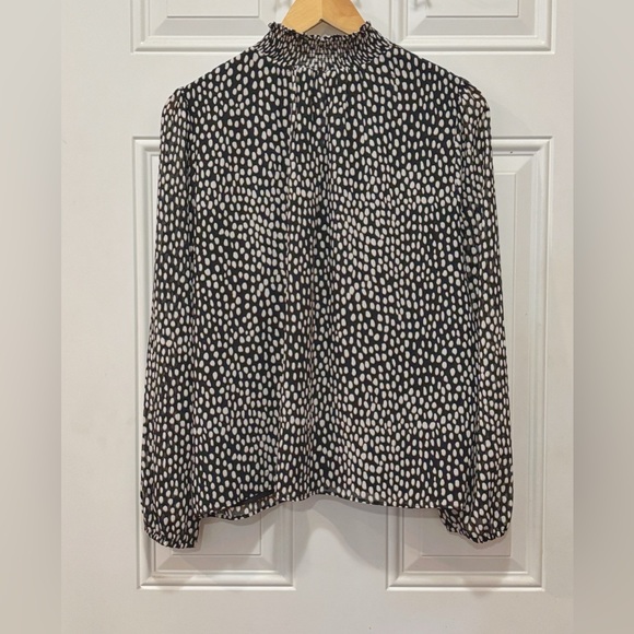 J. Crew Factory Smocked-Neck Long Sleeve Top in Oncilla Cat Print Size L - Picture 7 of 14